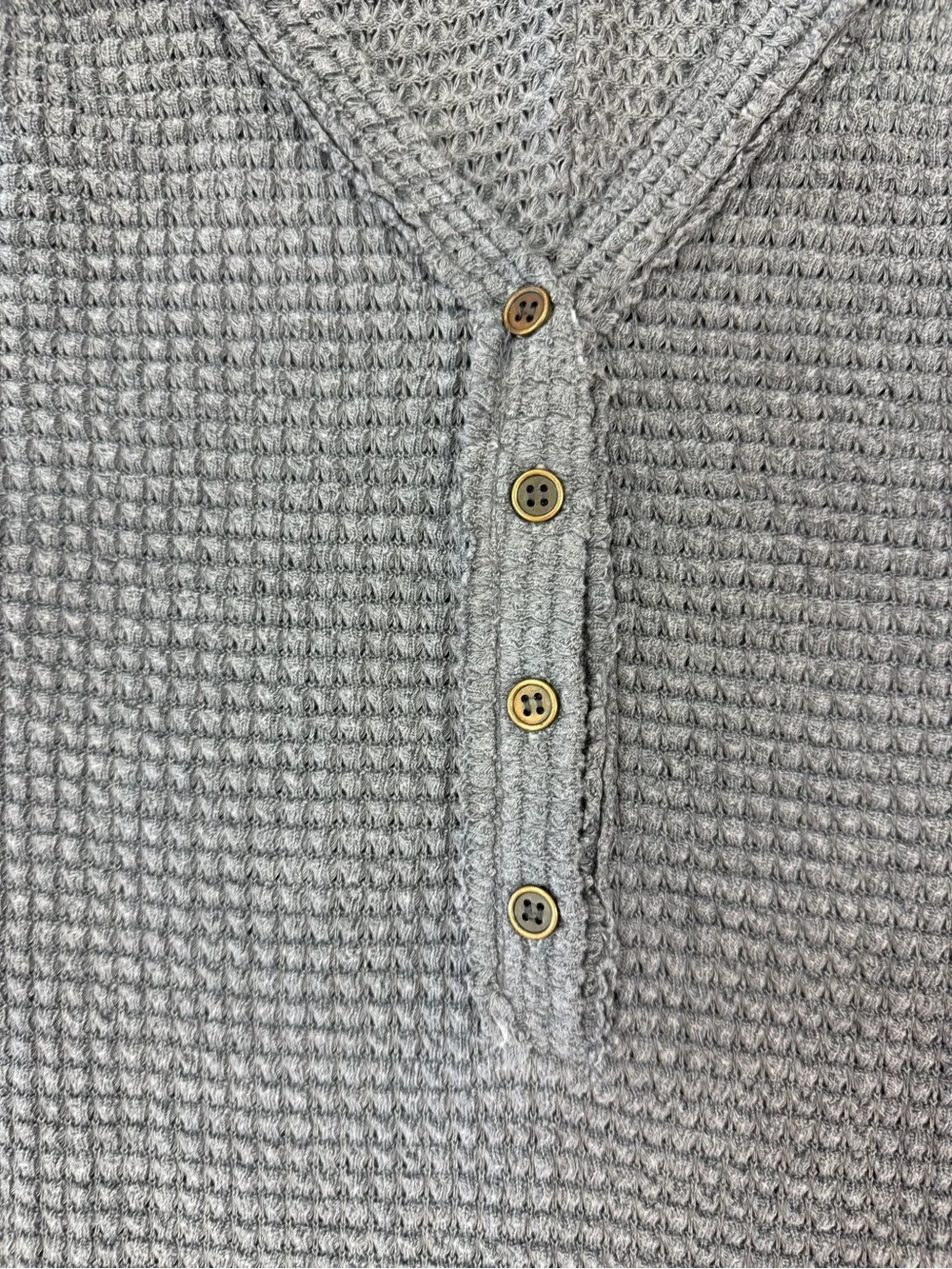 POL Waffle Knit Ribbed Tank Top Gray Size Small Boho Raw Hem